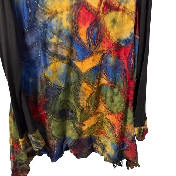 Paris Hues Long Sleeve Multicolor Tunic Top With Black Accents Sz  L tunic - Picture 11 of 12